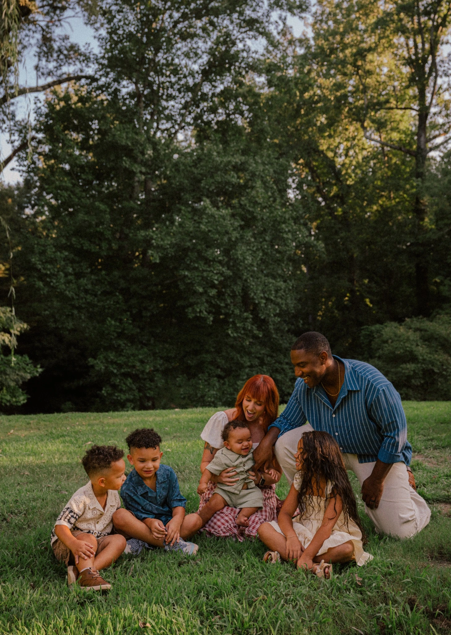 Outdoor family portrait in autumn colors