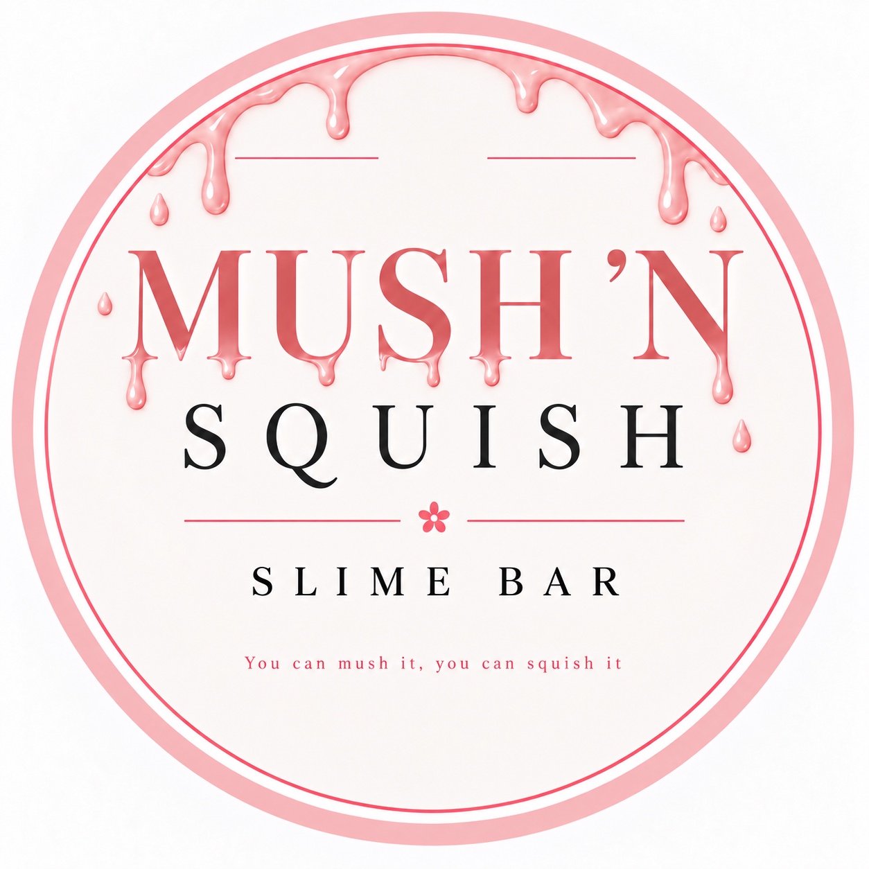 Mush ’n Squish Slime Bar circular pink logo